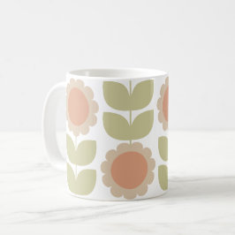 Taza De Café  Mid-Century Pastel Pink Retro Floral Pattern