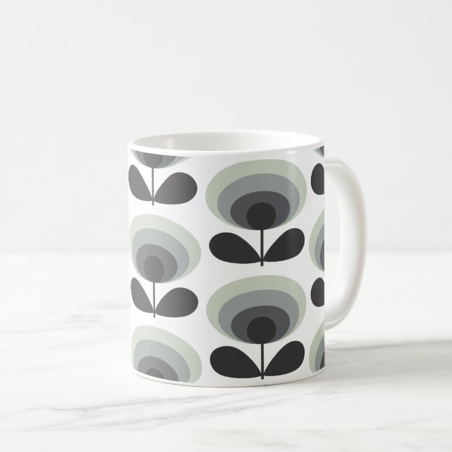 Taza De Café Mid Century Scandinavian Modern Retro Flower Bloom (Anverso derecho)