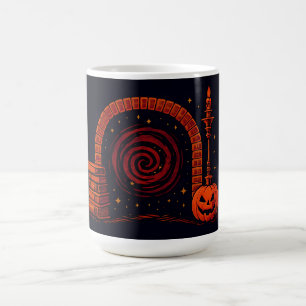Taza De Café Midnight Hearth Medieval-Naranja y negro