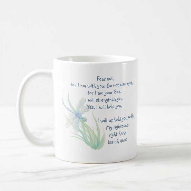 Taza De Café Miedo No, Isaiah Scripting Dragonfly Azul, Verde (Izquierda)