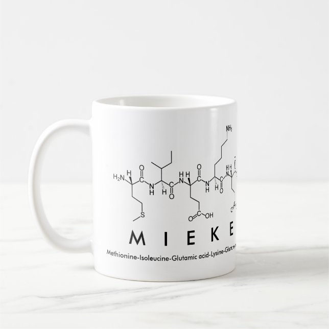 Taza De Café Mieke peptide name mug (Izquierda)