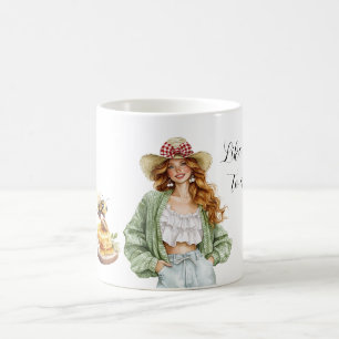 Taza De Café Miel a una pelirroja sombrero suéter verde Abeja