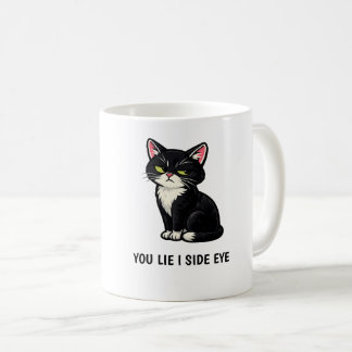 Taza De Café Mientes, te miro de reojo, divertida cita de gato