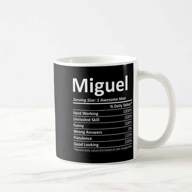 Taza De Café Miguel Nutrition Funny Birthday D Name  (Derecha)