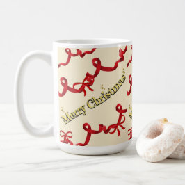 Taza De Café Mikitiez gothmas ribbon redwhite candycane x'mas