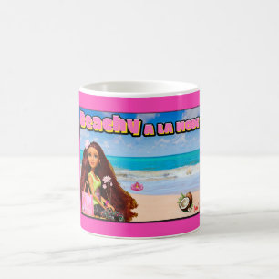 Taza De Café Mikitiez Tailandia coco loza playa blanco rosa