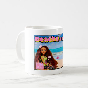 Taza De Café Mikitiez Tailandia coco loza playa blanco rosa