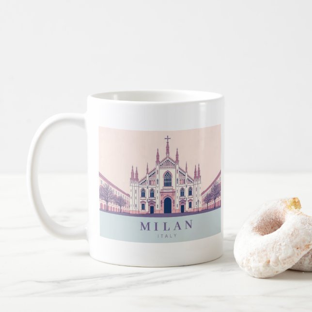 Taza De Café Milan Italia Duomo di Milano Pastel Travel (Con donut)