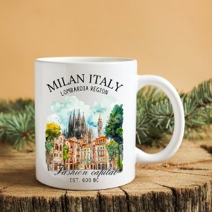 Taza De Café Milan Italy Lombardia Region Watercolor Landscape