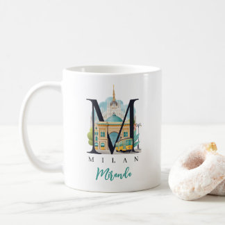 Taza De Café Milan Italy Monogram Letter M Personalized Gift