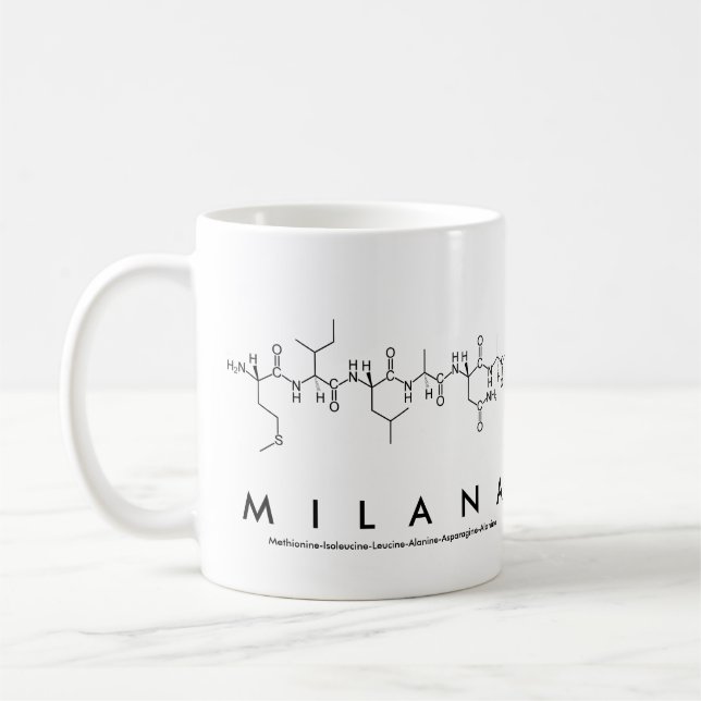 Taza De Café Milana peptide name mug (Izquierda)