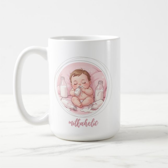 Taza De Café Milkaholic Baby Print | Cute Nursery Funny Art (Izquierda)