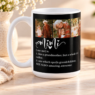 Taza De Café Mimi Definición Abuela Corazón 3 Foto Regalo Negro