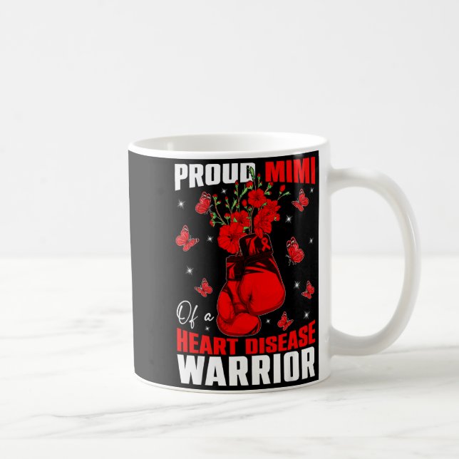 Taza De Café Mimi Of A Heart Warrior Heart Disease Awareness Bo (Derecha)