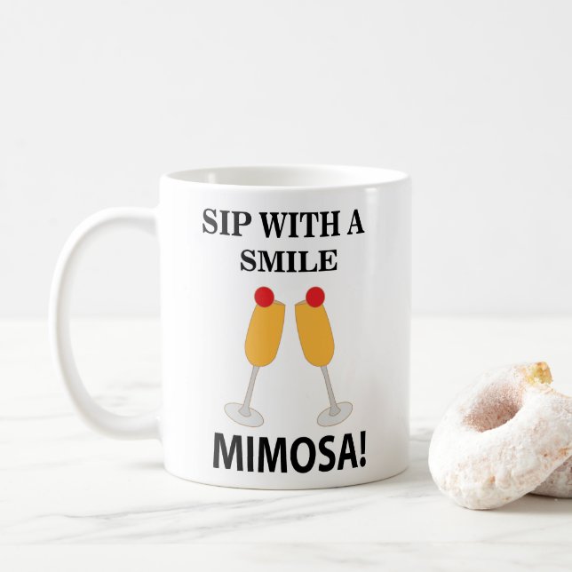 Taza De Café Mimosa Bebe Con Una Sonrisa Mimosa (Con donut)