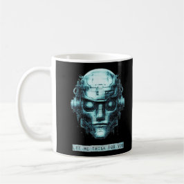 Taza De Café Mind Control Cyberpunk Robot Blue Grunge