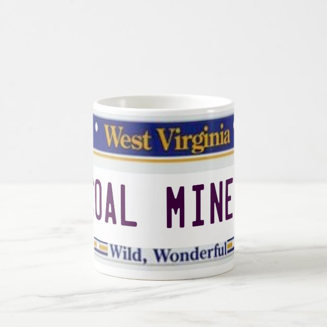 TAZA DE CAFÉ MINERO DE CARBÓN DE LA PLACA DE WV (Centro)