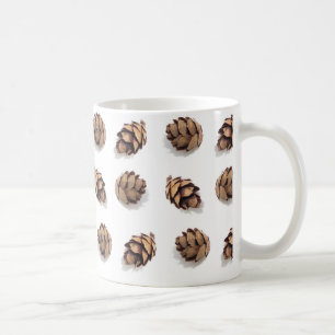 Taza De Café Mini conos del pino en blanco