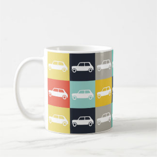 Taza De Café Mini Cooper de moderno tablero de cheques de época