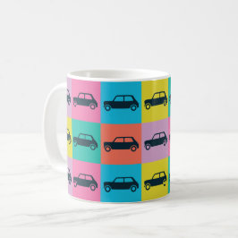 Taza De Café Mini Cooper de moderno tablero de cheques de época