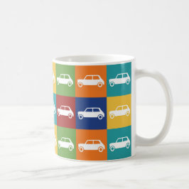Taza De Café Mini Cooper de tablero de ajedrez básico brillante