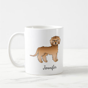 Taza De Café Mini Goldendoodle Cartoon de albaricoque & nombre