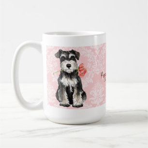 Taza De Café Mini Schnauzer subió tarjeta del día de San