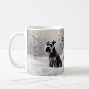 Taza De Café Miniature Schnauzer Deja que nieve Navidad