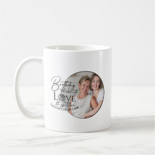 Taza De Café Mínima Caligrafía Foto Cumpleaños Nuera