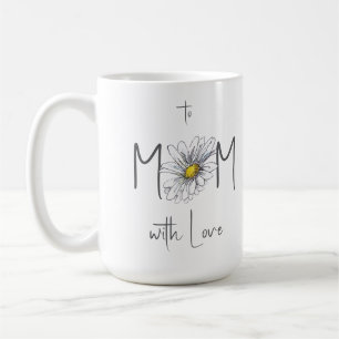 Taza De Café Mínima Margarita Acuarela Blanca Día de la Madre M