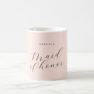 Taza De Café Mínima y moderna dama de honor personalizado rosa