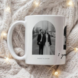 Taza De Café Minimal 3-Year Anniversary 3 Couple Photos Arch