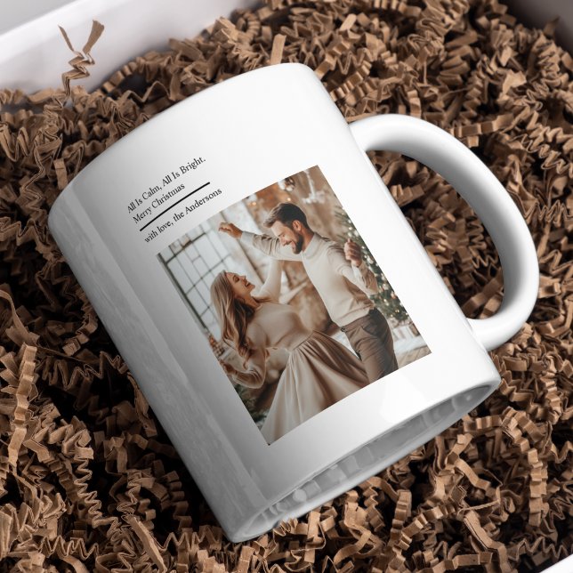 Taza De Café Minimal All Is Calm All Is Bright Christmas Photo  (Subido por el creador)