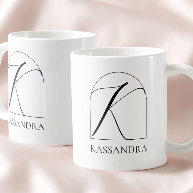 Taza De Café Minimal Arch Black Script Initial K Name Monogram (Minimal Arch Black Script Initial K Name Monogram Coffee Mug)