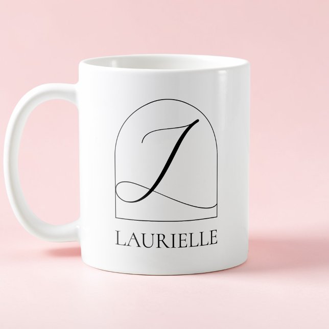 Taza De Café Minimal Arch Black Script Initial L Name Monogram (Minimal Arch Black Script Initial L Name Monogram Coffee Mug)