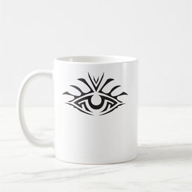 Taza De Café Minimal Black Ink Tattoo Style Artwork (Izquierda)