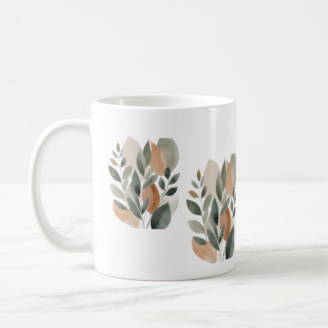 Taza De Café Minimal Botanical Leaf Pattern (Izquierda)