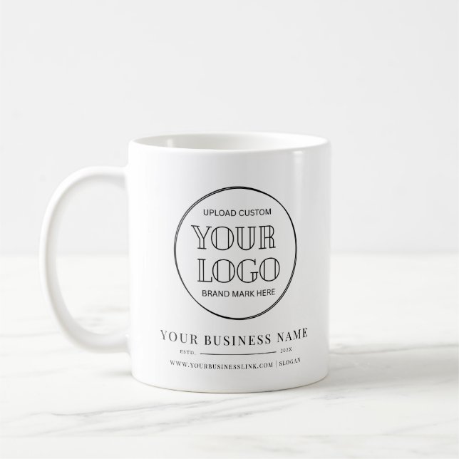 Taza De Café Minimal Business Company  Logo Name Year (Izquierda)
