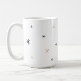 Taza De Café Minimal Chic Black + Gold Customizable Snowflake