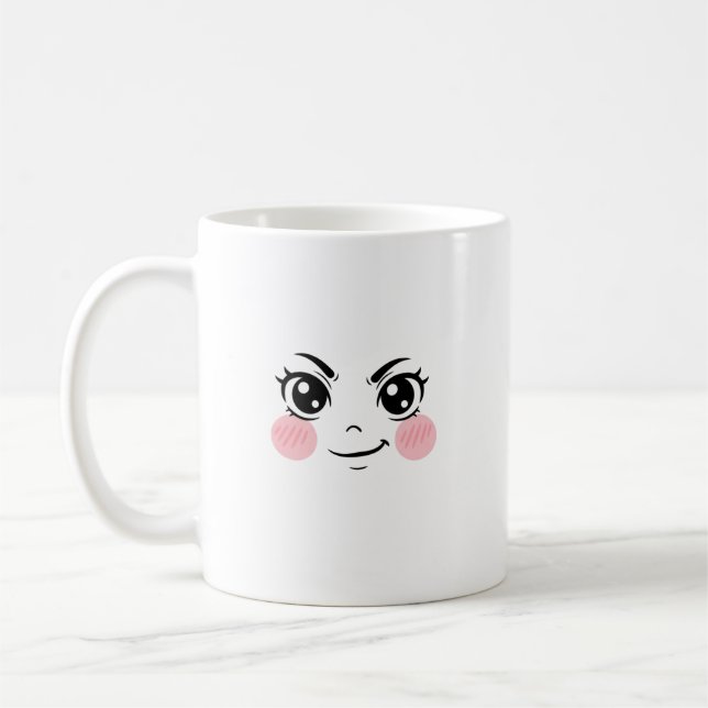 Taza De Café Minimal Cute Anime Face Mug (Izquierda)