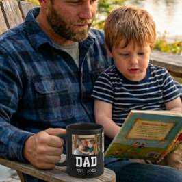 Taza De Café Minimal Dad Established Photo Father's Day Gift