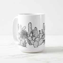 Taza De Café Minimal Desierto – Botánico de Tinta Negra