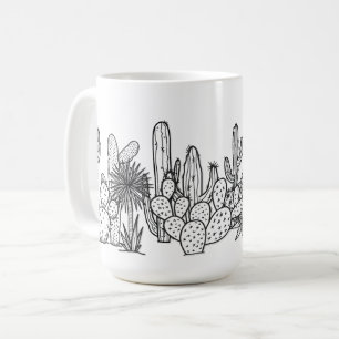 Taza De Café Minimal Desierto – Botánico de Tinta Negra