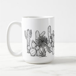 Taza De Café Minimal Desierto – Botánico de Tinta Negra