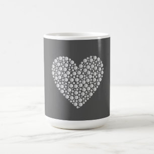 Taza De Café Minimal Heart Circles – White Gradient on Dark