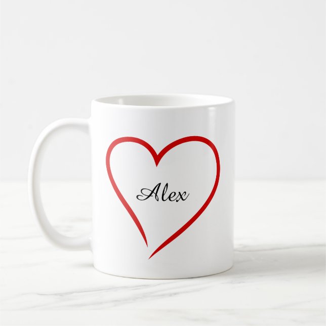 Taza De Café Minimal Heart with Custom Name – Personalized  (Izquierda)