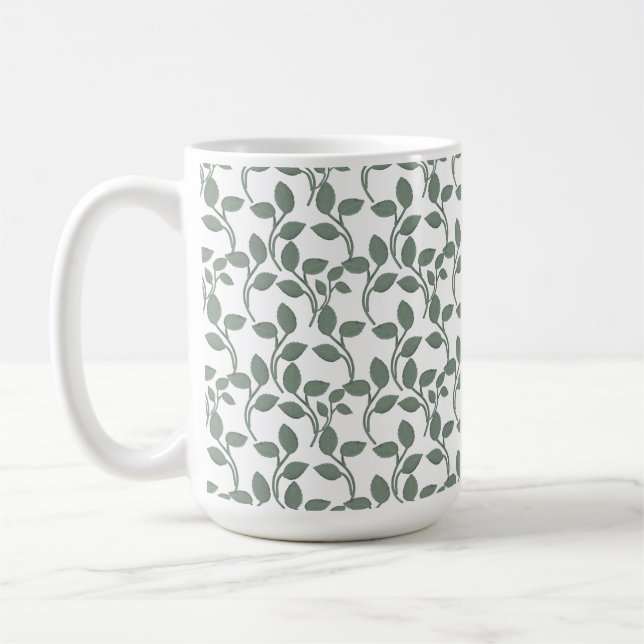 Taza De Café Minimal Leaf Seamless Pattern | Elegant Botanical  (Izquierda)