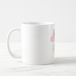 Taza De Café Minimal Magnolia Line Art – Soft Pink Botanical 