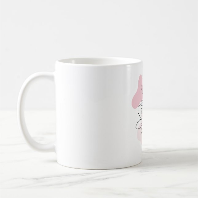 Taza De Café Minimal Magnolia Line Art – Soft Pink Botanical  (Izquierda)