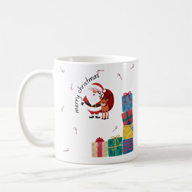 Taza De Café Minimal Merry Christmas Coffee Mug (Izquierda)